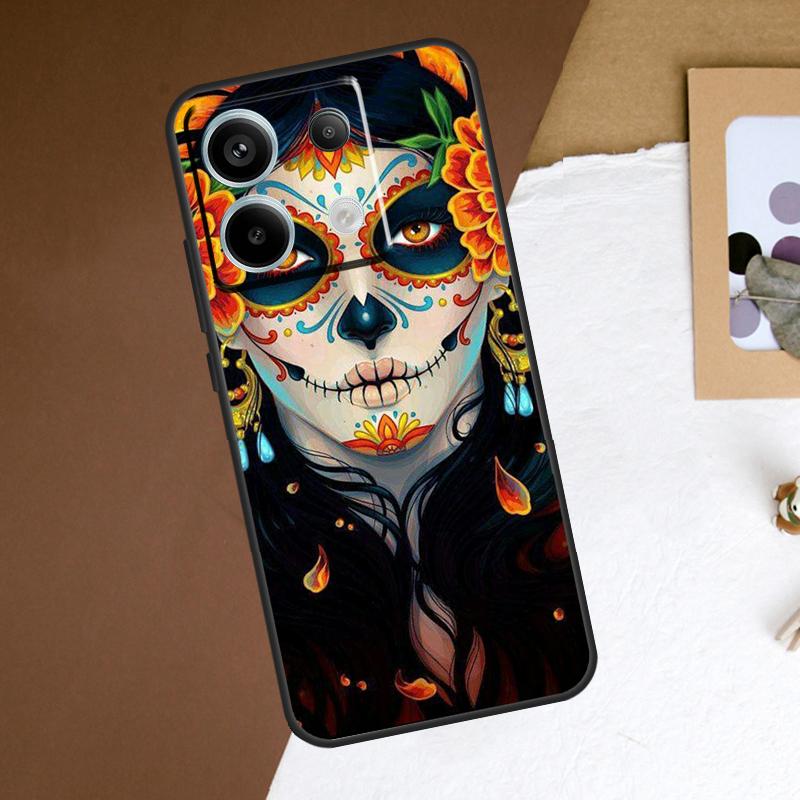 Catrina Beautiful Rose Girl Skull Case For Redmi Note 11 12 13 Pro Plus 9 10 10S 11S 12S Redmi 12 9C 10C 12C 13C Back Cover