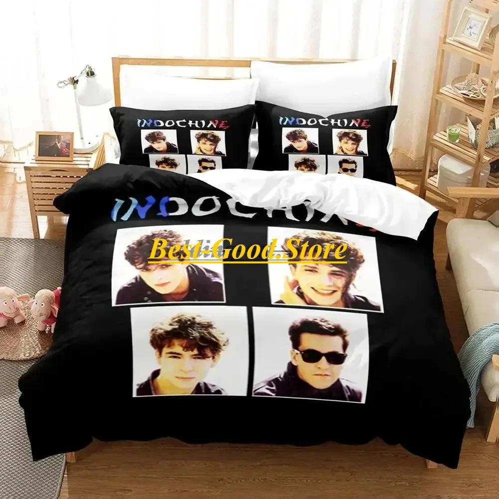 Logo Indochine Rock Bedding Set Duvet Cover Sheet Printed Bed Set Pillowcase Bed Full Queen King Size Comforter Bedroom