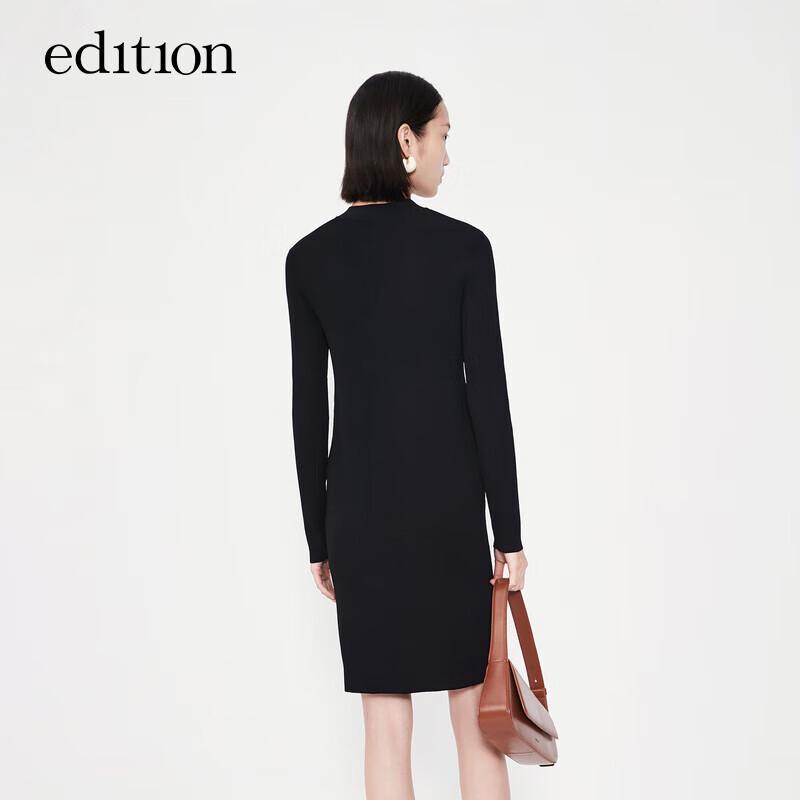 

Edition New Chinese Style Knitted Hollow Slim Black Dress M 165