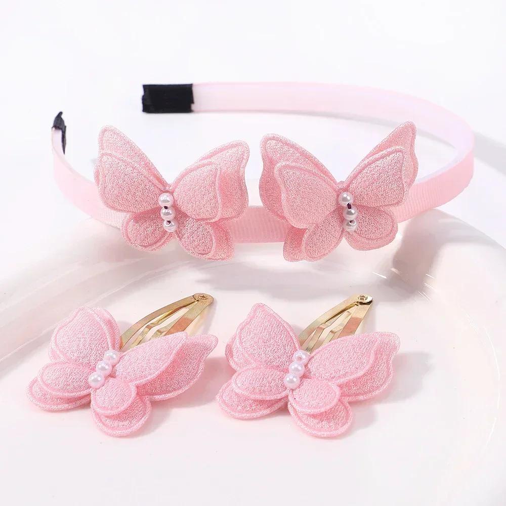 2/3 Pcs Baby Sequins Butterfly Flower Hairbands for Girls Hair Ties Set Clips Bows Headband Kids Headwear Gifts Hair Accessories