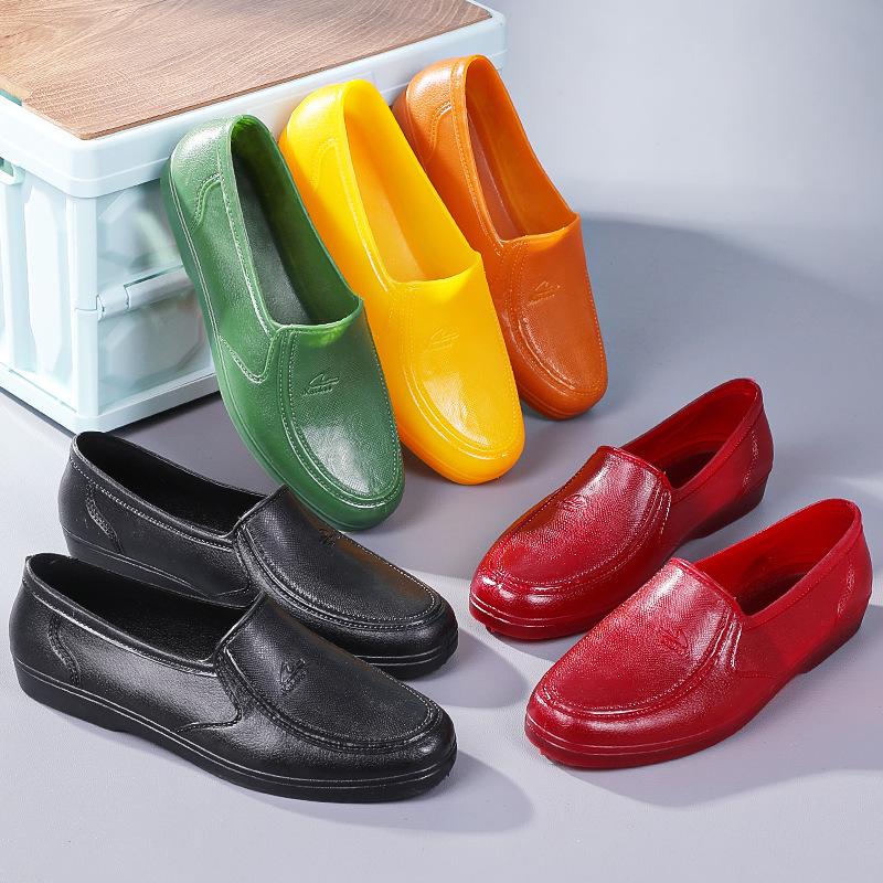 Construction beef tendon guaranteed bottom labor soft rubber waterproof mud shoes non-slip shoes rain shoes low-top quick-drying round head no net