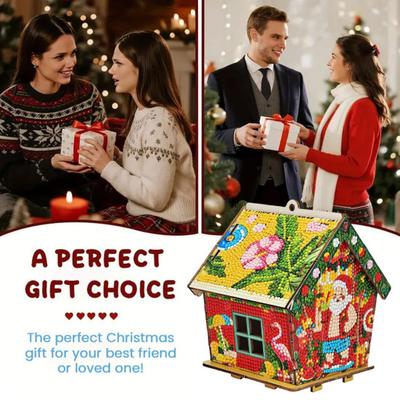 DIY Perníčková chaloupka Malování kamínky Sada Vánoční 3D Kamínková Umělecká Puzzle Závěsná ozdoba pro Začátečníky a Dospělé Sváteční dekorace