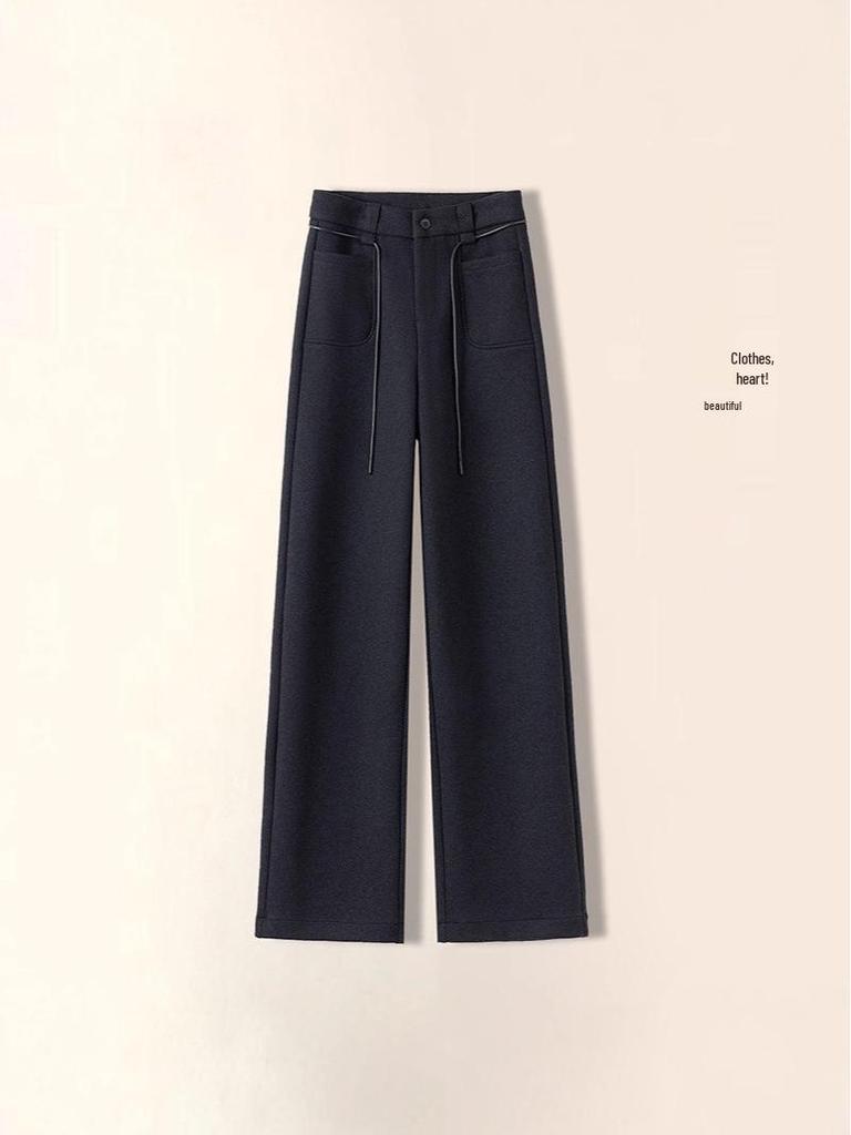 Women's High-Waist Woolen Flannel Pants: Winter Thick, Loose, Narrow-Leg to Wide-Leg Style