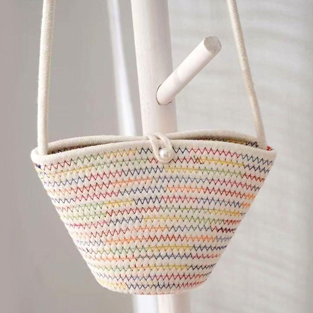 

Envelope Wallet Shell Shape Cotton Woven Bag Cotton Weaving Handmade Summer Beach Bag Shoulder Bags Kid Children разноцветный
