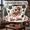 Christmas Winter Theme Throw Blanket Custom Name Text Personalized Blanket Soft Cozy Blanket for Home Sofa Bed
