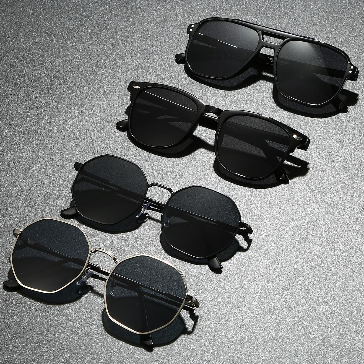 

4Pcs Fashionable Mixed Plastic and Metal Combination Glasses, Classic Fashionable Black Glasses, Ideal for Holiday Gifts