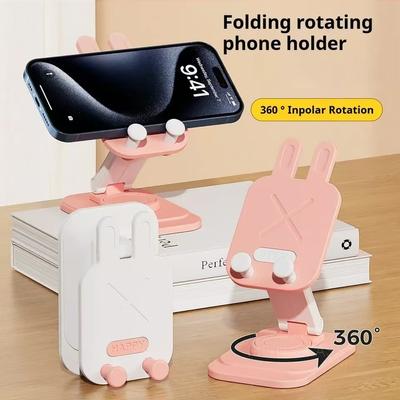 Süßer drehbarer Hasen-Handy-Ständer, verstellbar, faltbar, Schreibtischhalter für Büro, Zuhause, fauler Handy-Tablet-Ständer für iPhone 16 15 iPad Xiaomi Huawei