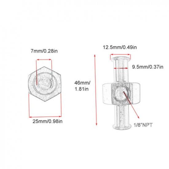 Fuel Pressure Gauge 0-100psi w/In-Line Adapter 3/8Inch Oil Liquid Pressure Gauge
