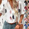 European & American V-neck Loose Chiffon Shirt - Women's Casual Top
