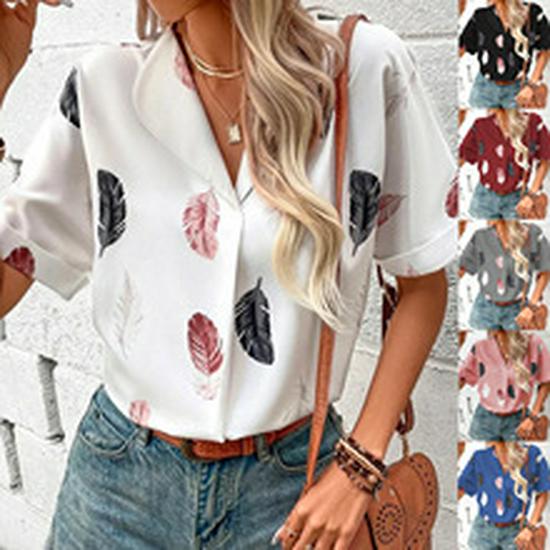 European & American V-neck Loose Chiffon Shirt - Women's Casual Top