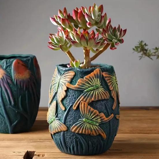 Handmade Animal Flower Pot Hand-painted Swan Butterfly Bird Planter Pot