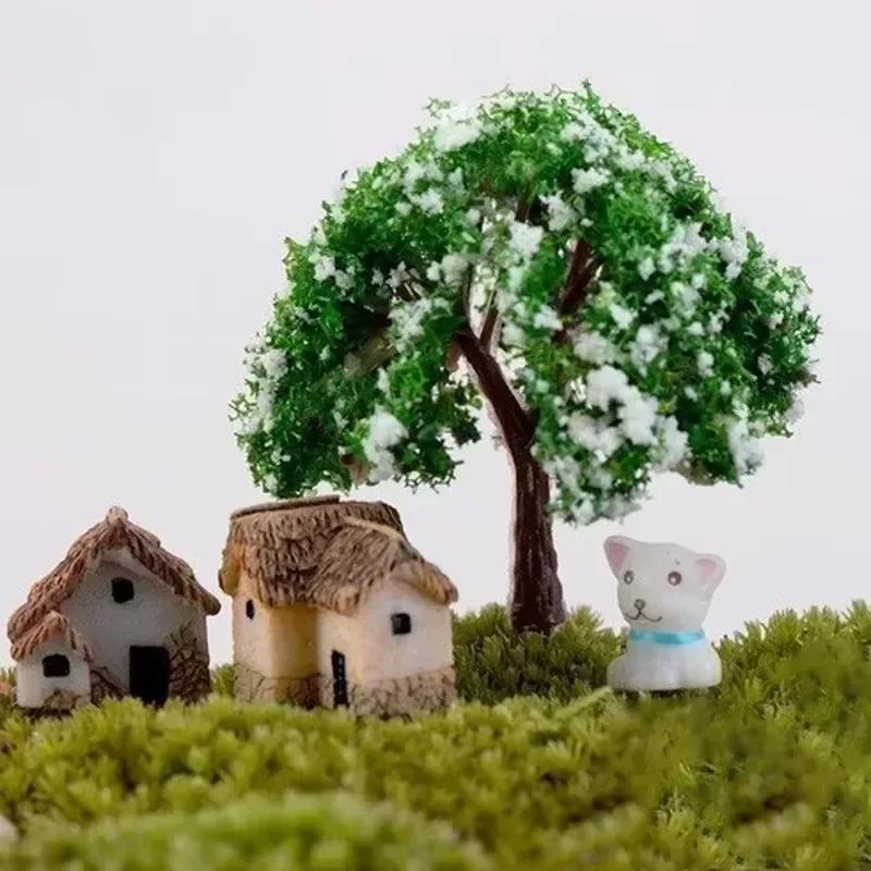 4Pcs random House Miniature Figurine Fairy Accessory Home Decor Cartoon Animal Building Statue Resin Craft Small Creative Gifts
