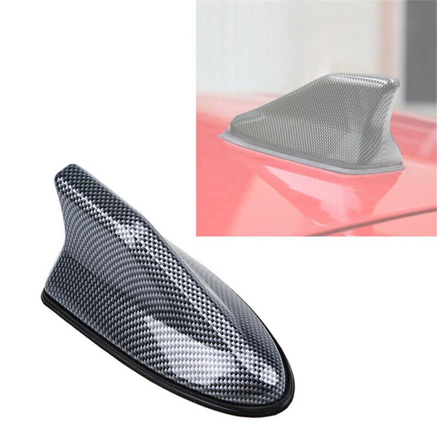1x Universal Carbon Fiber Look Shark Fin Roof Antenna Radio AM/FM Signal Aerial