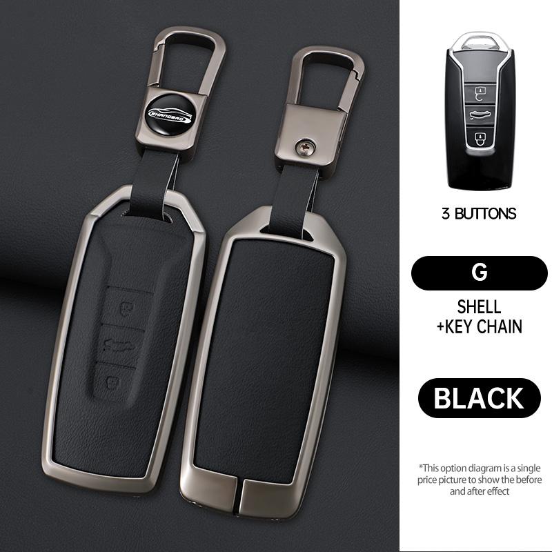 Styling Mouldings Leather Car Remote Key Case Fob Cover Holder Shell Bag For VW Volkswagen Touareg 2019 2020 2021 2022 Auto Keyc