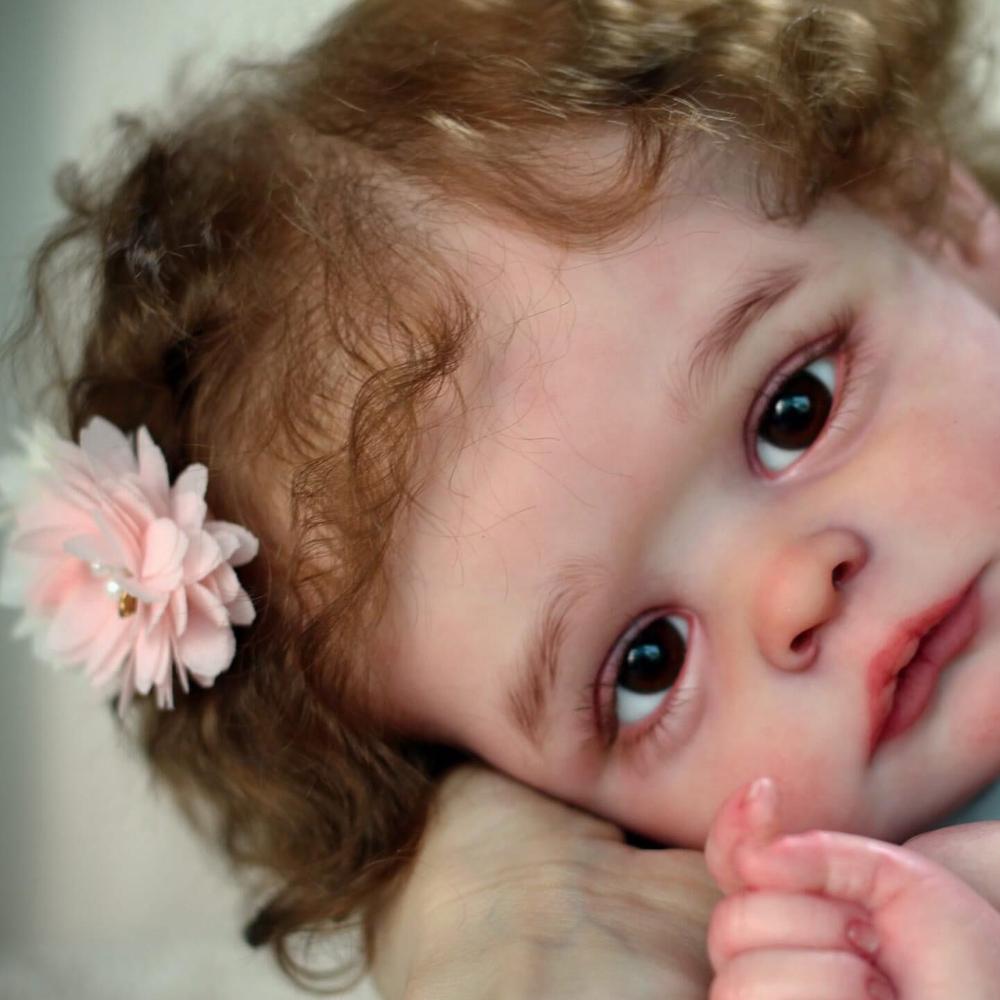 Reborn Toddler Dolls Joleen Soft Touch Cloth Body Realistic Baby Dolls for Kids Hand Implanted Curly Hair Baby Toy