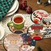 A Charming 6-piece Set of Wooden Christmas Coasters, Suitable for Round Design, Heat-resistant and Anti-slip - Ideal for Home De
