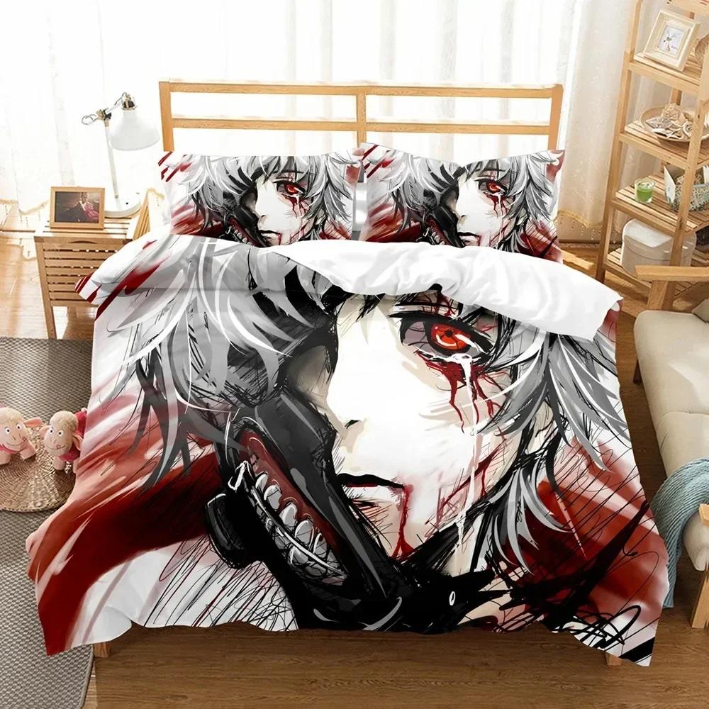 3D Print Anime Tokyo Ghoul Printed Bed Set Duvet Cover Pillowcase Bedding Set Bed Linen Sheet Quilt Cover Full Queen King Size