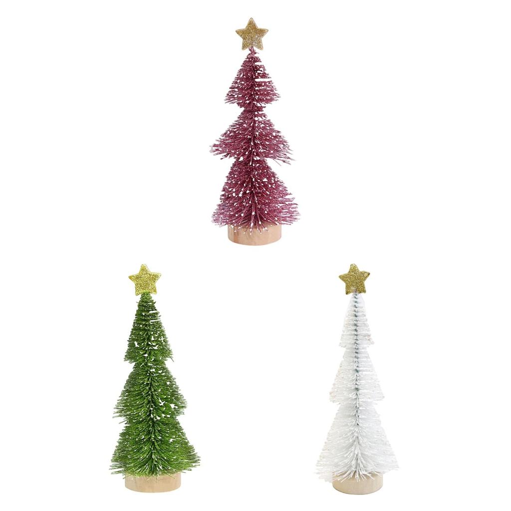 Artificial Mini Christmas Tree Christmas Decoration .84inch Sturdy with Wood Base with Snow for Party Xmas Crafting