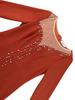 Elegant BrickRed Trumpet Dress Beading Patchwork Mesh Long Sleeve Sheer Slim Fit High Waist  Autumn Winter Party Dress