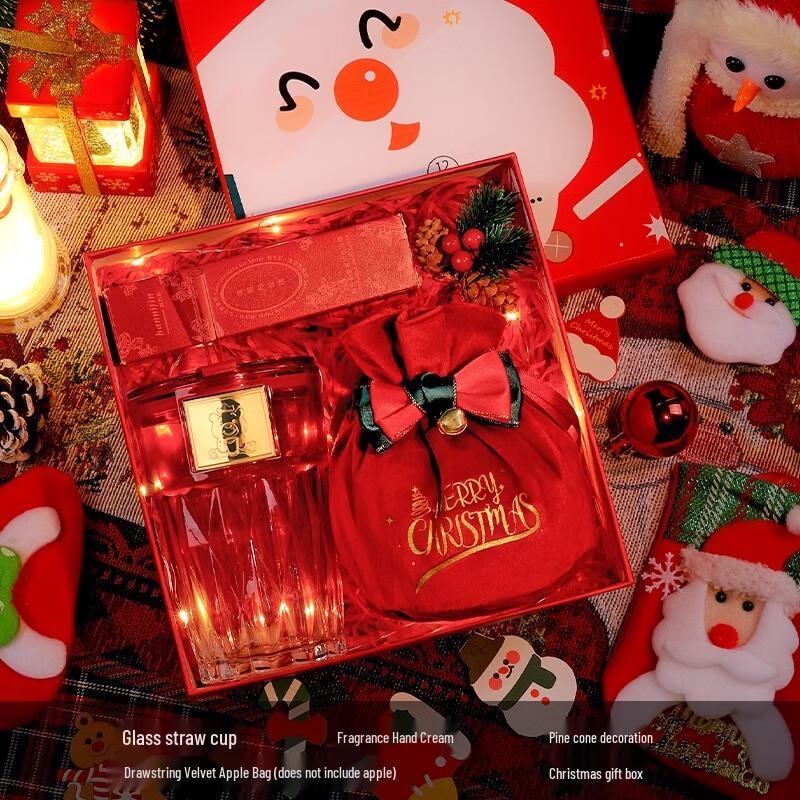 Aiqiyi Selected Christmas Insulated Straw Cup Gift Set 09 Straw Cup + Apple Bag + Hand Cream