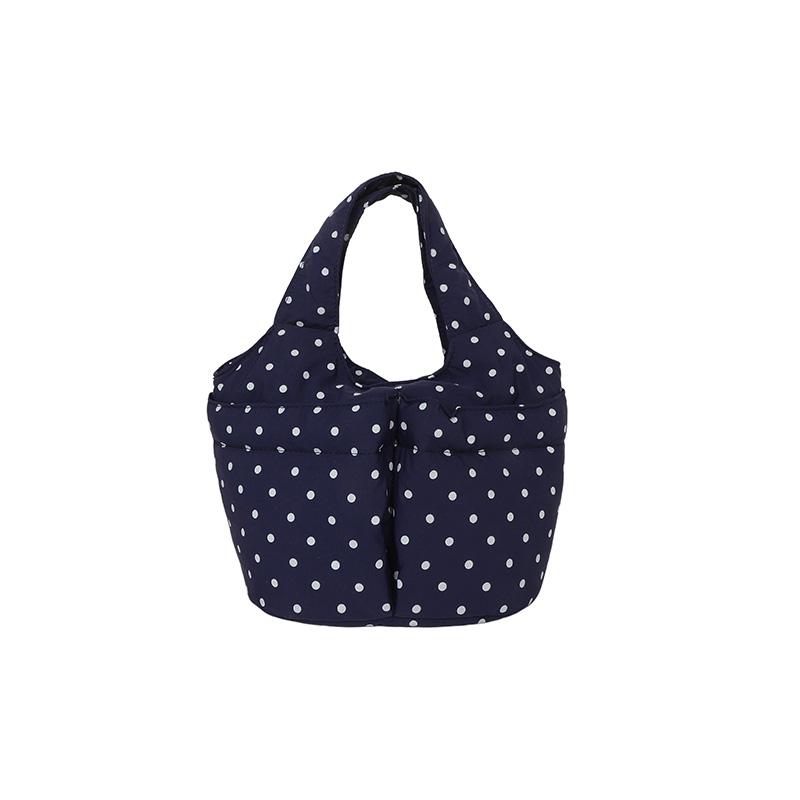

2026 Summer New Daily Commute Cute Red Polka Dot Mini Tote Bag Soft Padded Handbag Casual Top-handle Bag for Women синий