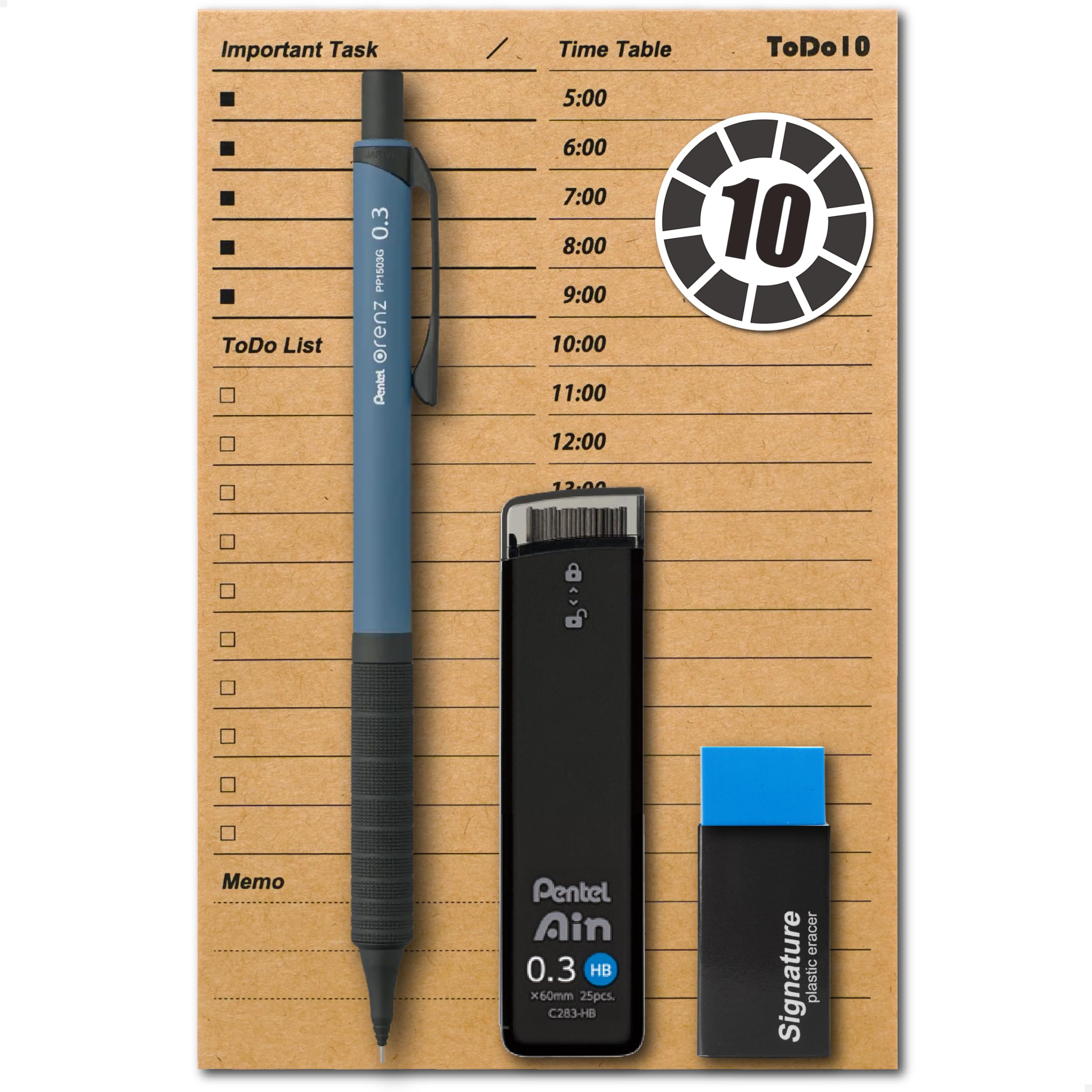 

Pentel Разработайте набор канцелярских принадлежностей для учебы за 10 дней до теста AT 10th Anniversary Orenz MG [Набор YaruBen] - привычка! 5 частей (Orenz Limited, 0.3