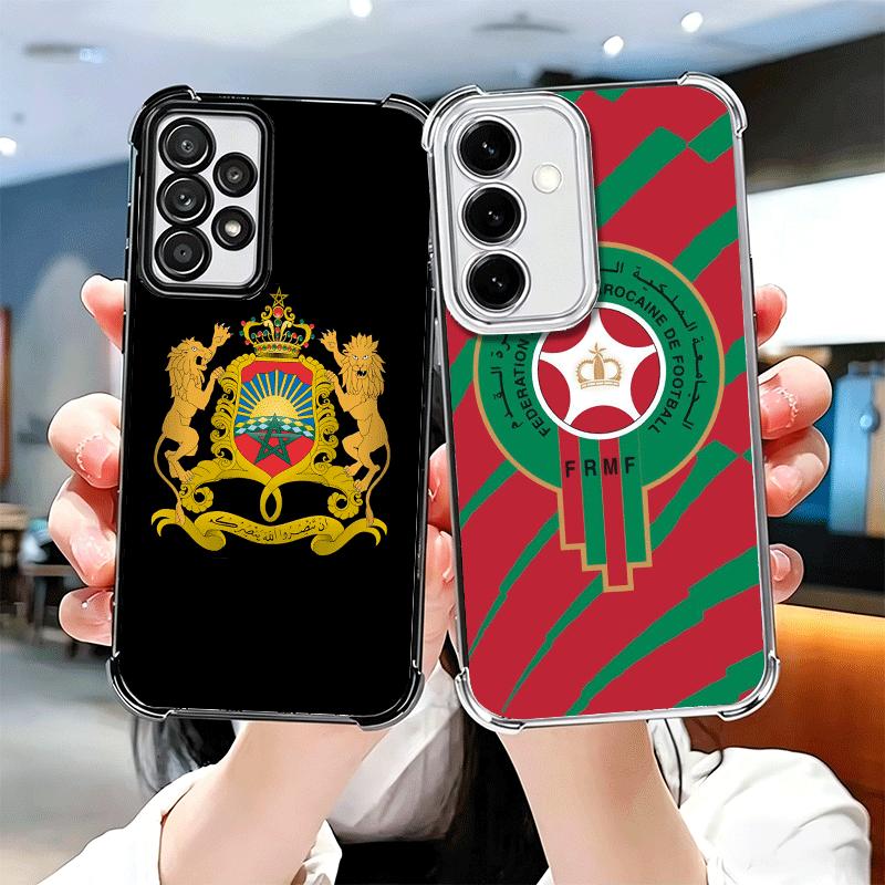 Morocco Flag Plating Phone Case For Samsung A17 A07 A37 A57 A16 A56 A15 A55 A14 A54 A13 A53 A26 A36 A25 A35 A24 A34 A23 A33