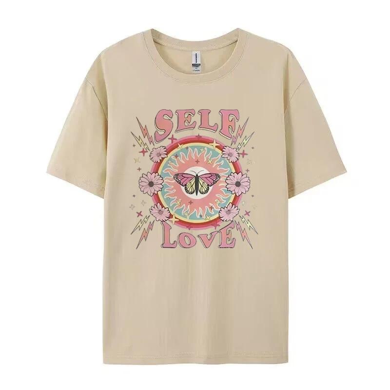 

Винтажная футболка с принтом бабочки, повседневная, с коротким рукавом, летняя, повседневная, универсальная, стиль с круглым вырезом, с принтом, женская одежда, забавная футболка XXXXL хаки