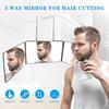 Trifold Shaving Mirror with Height Adjustable Telescoping Hooks for Self Hair Cutting Makeup Essential Fordable Portable Black