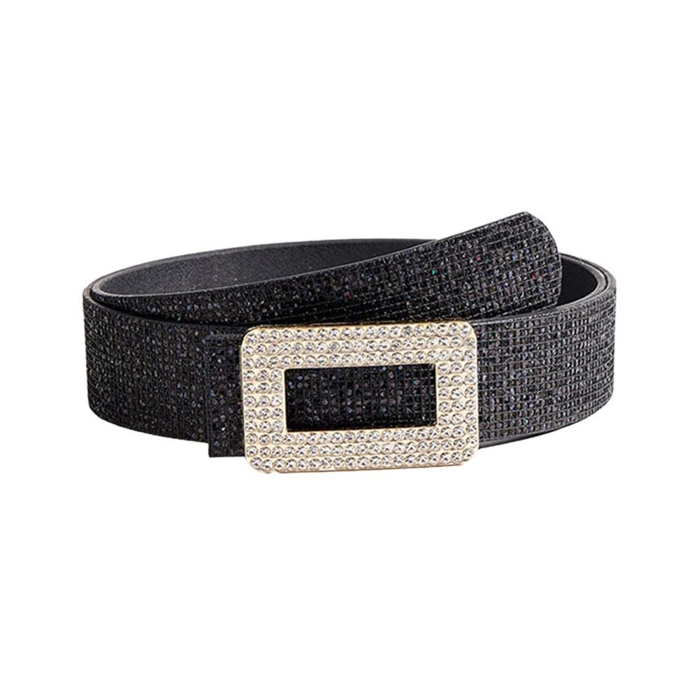 Luxury Style PU Leather Rhinestone Belt Wide Sparkling Glitter Women Waistband Versatile Glitter Waist Strap Women Fashion