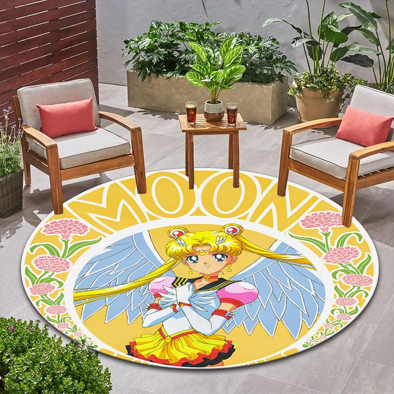 Cute Cartoon Theme Sailor Moon Tsukino Usagi Cartoon Rug Multifunctional Household Anti-slip Decorative Door Mat, Outdoor Floor Mat, and Carpet Q12