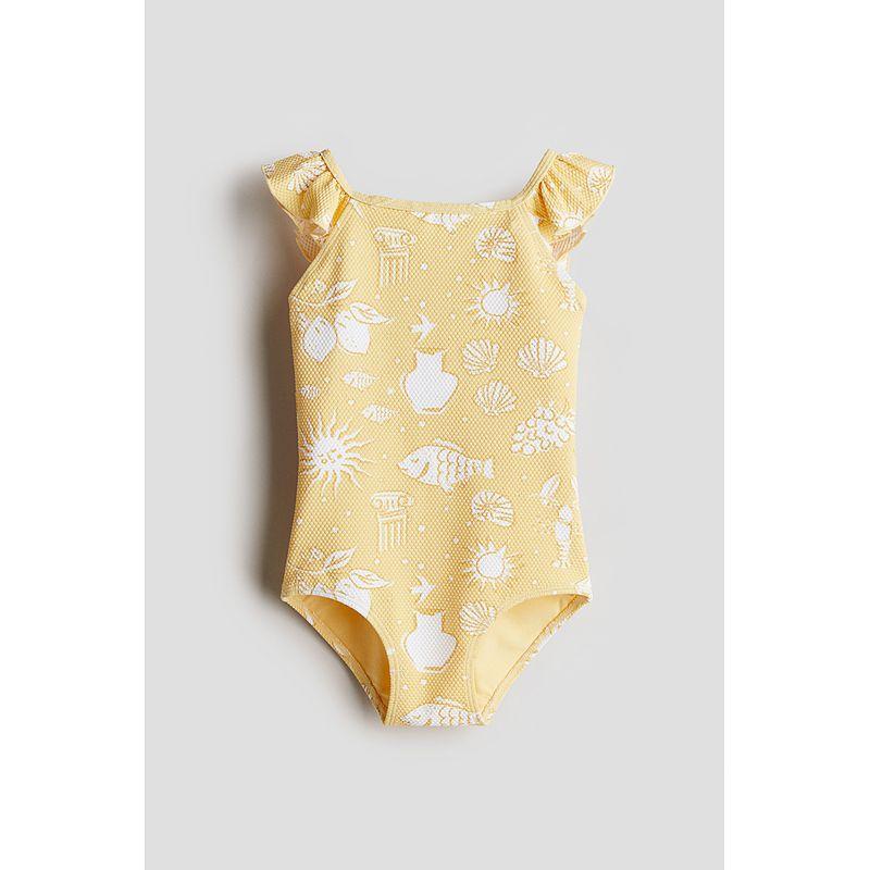 

HM Fall 2025 New Arrival Children s Clothing Girl s One-Piece Swimming Suit Low Open Back Texture Swimsuit 1260287