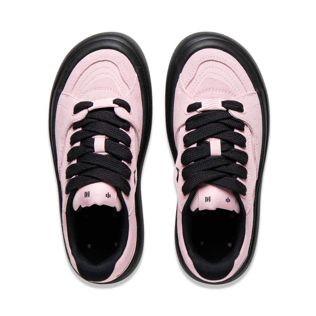 Li Ning Puff Platform Comfortable Versatile Shock Absorbing Wear Resistant Low Top Skate Shoes Women Sneaker Sweet-Apricot-Pink AZGU012-5