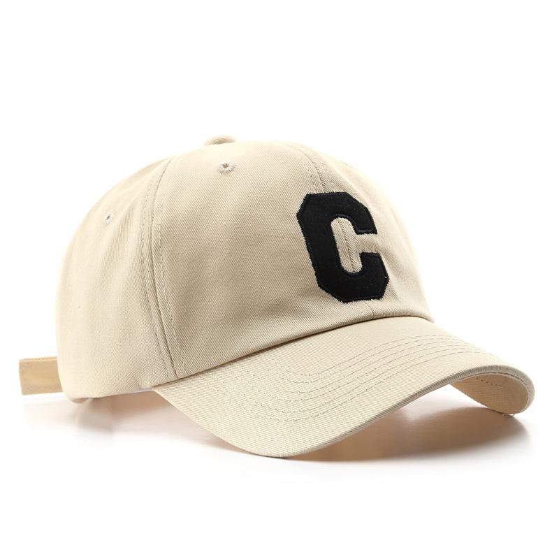 Gorra de béisbol estilo coreano Moda retro Gorra con visera Bordada con letra C grande Visera para protección solar al aire libre Gorro para hombre y mujer