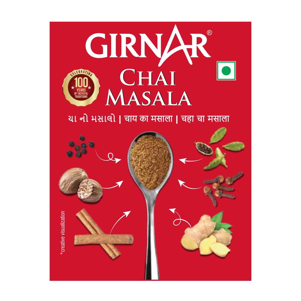 Girnar Chai Masala Powder 50g Pouch Nutmeg Flavored Ground Spice Mix for Tea Lovers