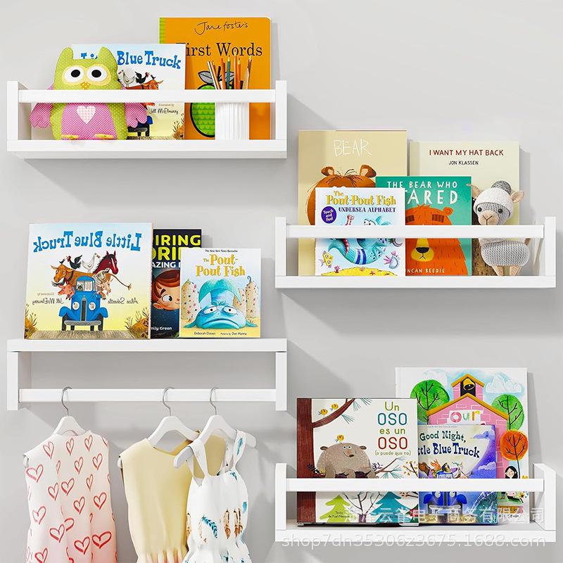 4-Piece Solid Wood Wall-Mounted Shelf: Bookcase, Spice Rack, Bathroom Storage