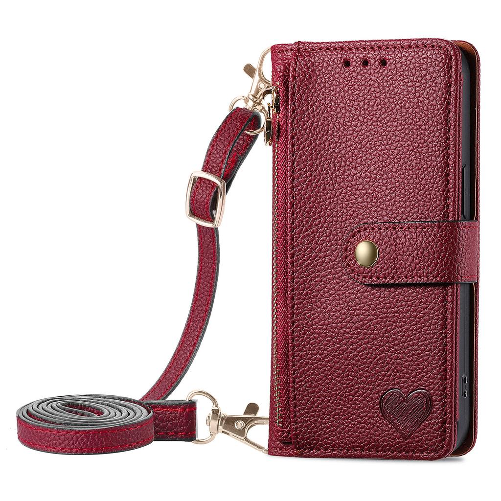 Crossbody Zipper Wallet Card Solt Leather Case for iPhone 14 Pro Max 15 11 12 13 X XS XR 7 8 Plus RFID Strap Lanyard Purse Cover