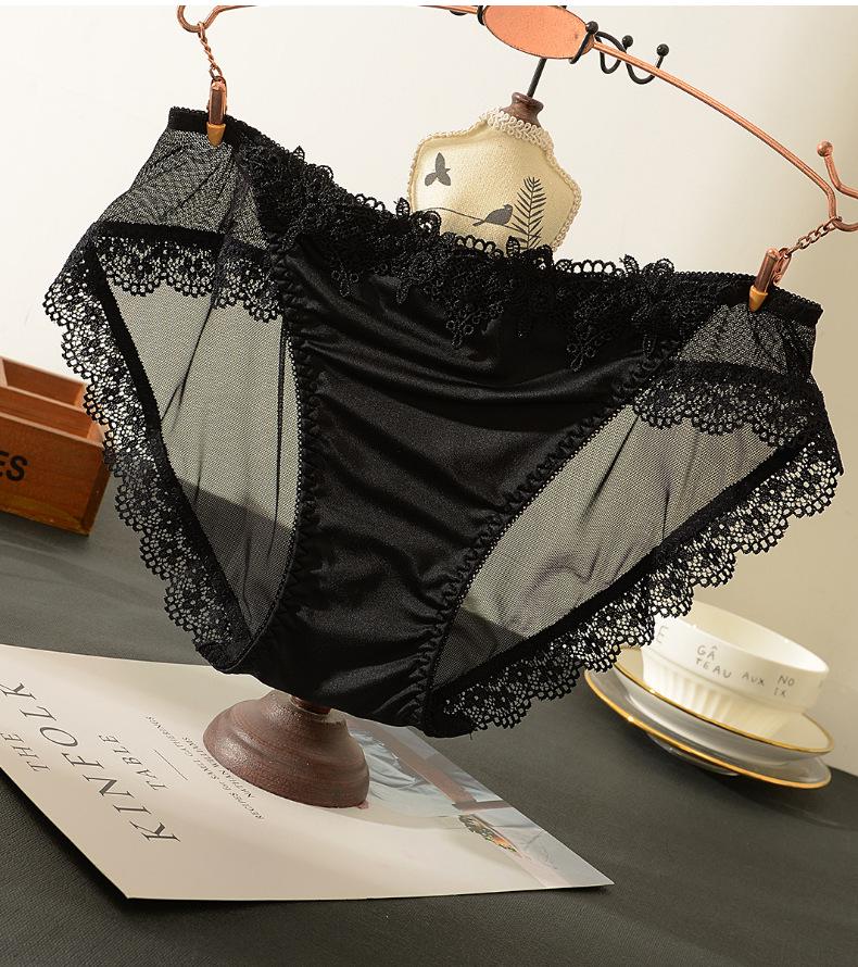 Milk Silk Lace Mesh Sexy Women's Panties - Sentiment 1655