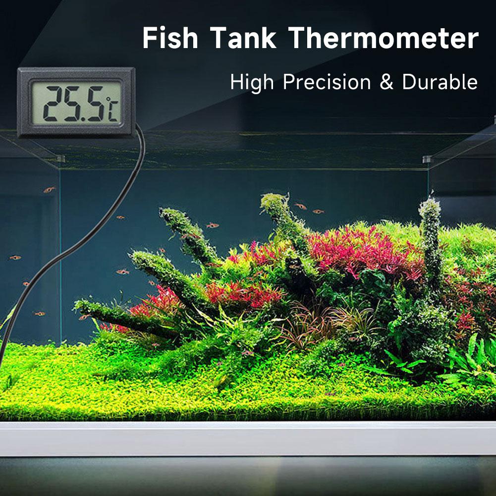 Digital LCD Display Thermometer Hygrometer with Probe Household Digital Thermometer Suitable for Fish Tank Hydroponics