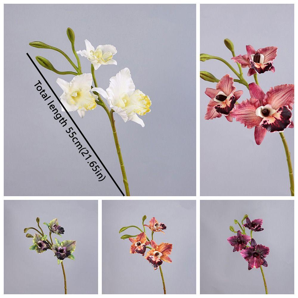 Realistická lodyha Cattleya Orchidej Realistický dotek Cymbidium Kytice Umělé květy Orchidejí Svatba