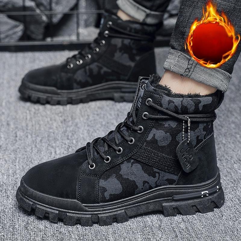 

Зимние утепленные теплые ботинки Мужские высокие толстая подошва Рабочие ботинки Прилив Английский стиль Мужская обувь Удобная Модная Минималистичная Универсальная обувь 39