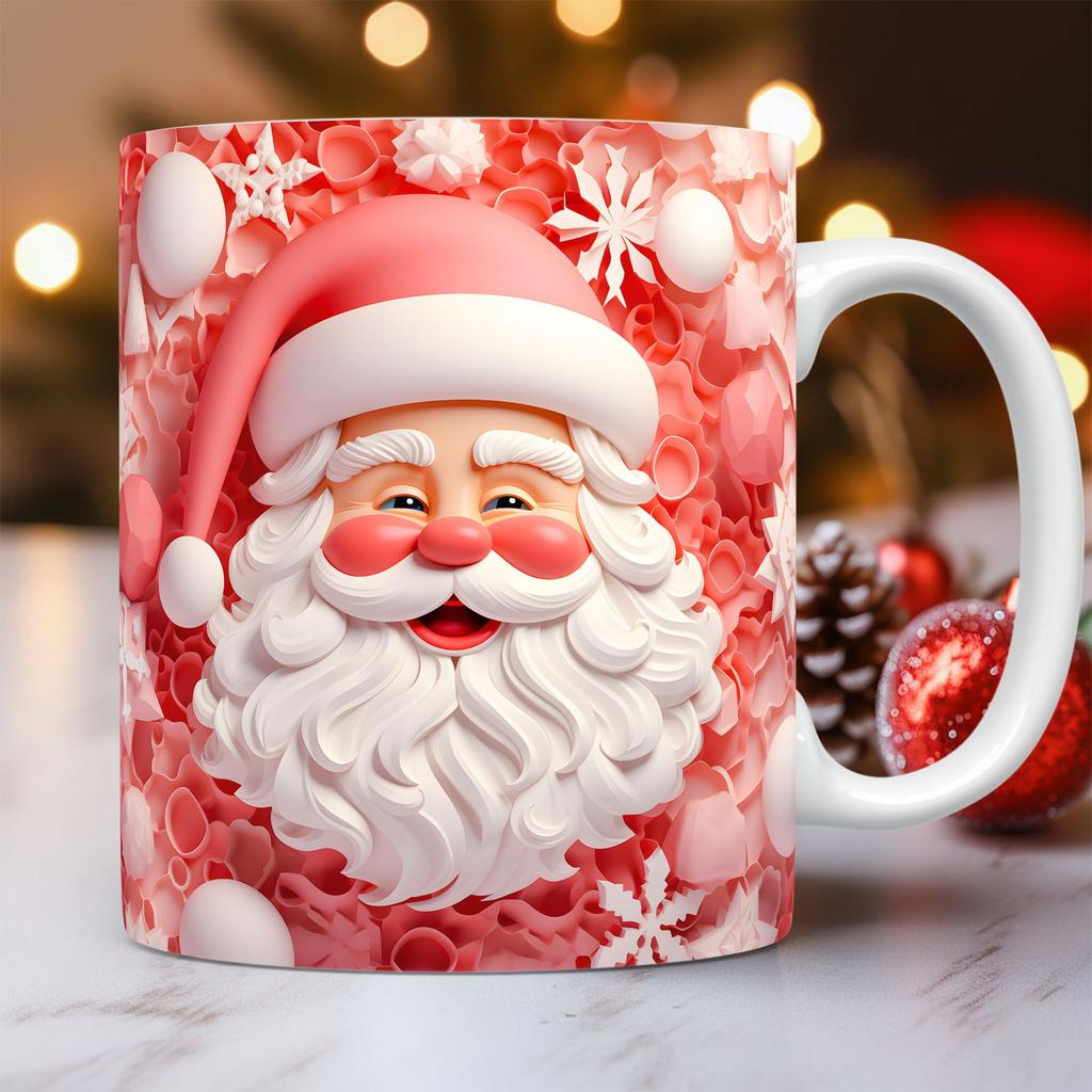 New Christmas Ceramic Mug, 3D Santa Claus Coffee Mugs, Breakfast Milk Drink Cups, Office Tea Cup, Couple Water Cup, Holiday Gift