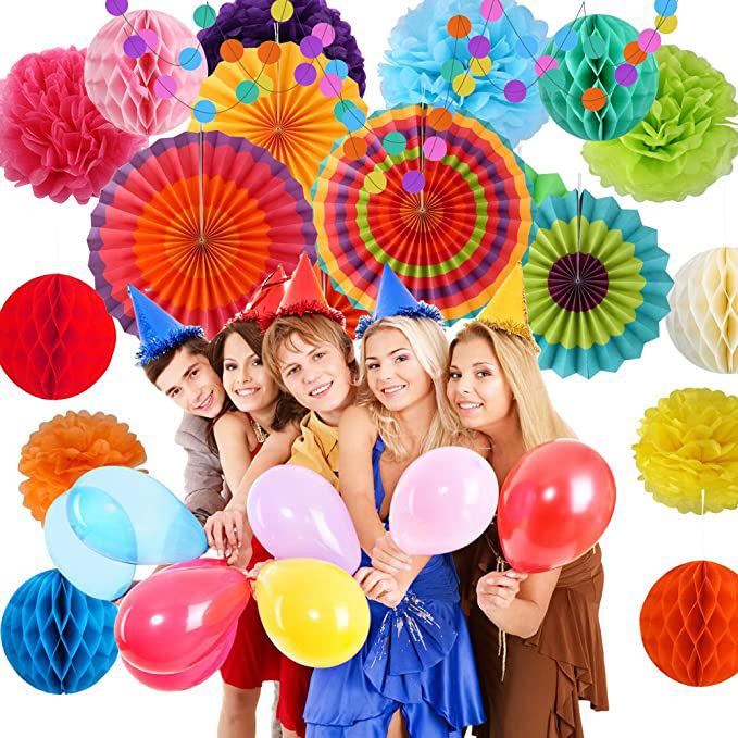 Party Birthday Decoration Arrangement Paper Fan Flower Honeycomb Ball Paper Flower Ball Balloon Cover Baby Birthday Arrangement