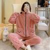 Cozy Coral Fleece Flannel Striped Loungewear for Plus Sizes (up To 220 Lbs) - Cute and Warm for Autumn and Winter