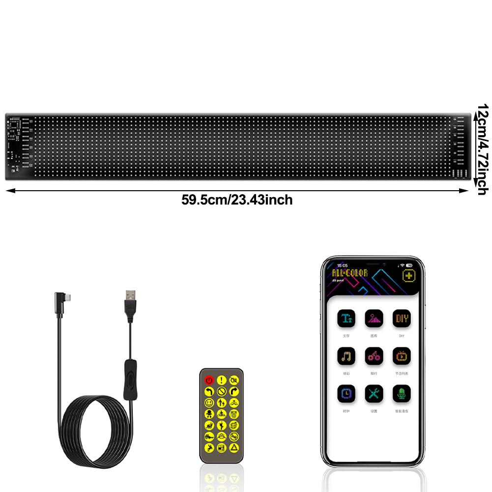 Car LED Pixel Panel Light APP Remote Control Soft Foldable Lighting Graffiti Scrolling Signboard Windshield Advertising Screen