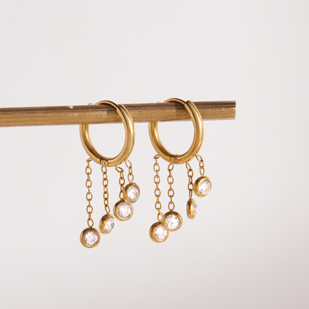 Gold Plated Stainless Steel Hoop Earrings with Multi-Chain Zirconia Simple Dainty Hoop Earrings for Women earring золотой