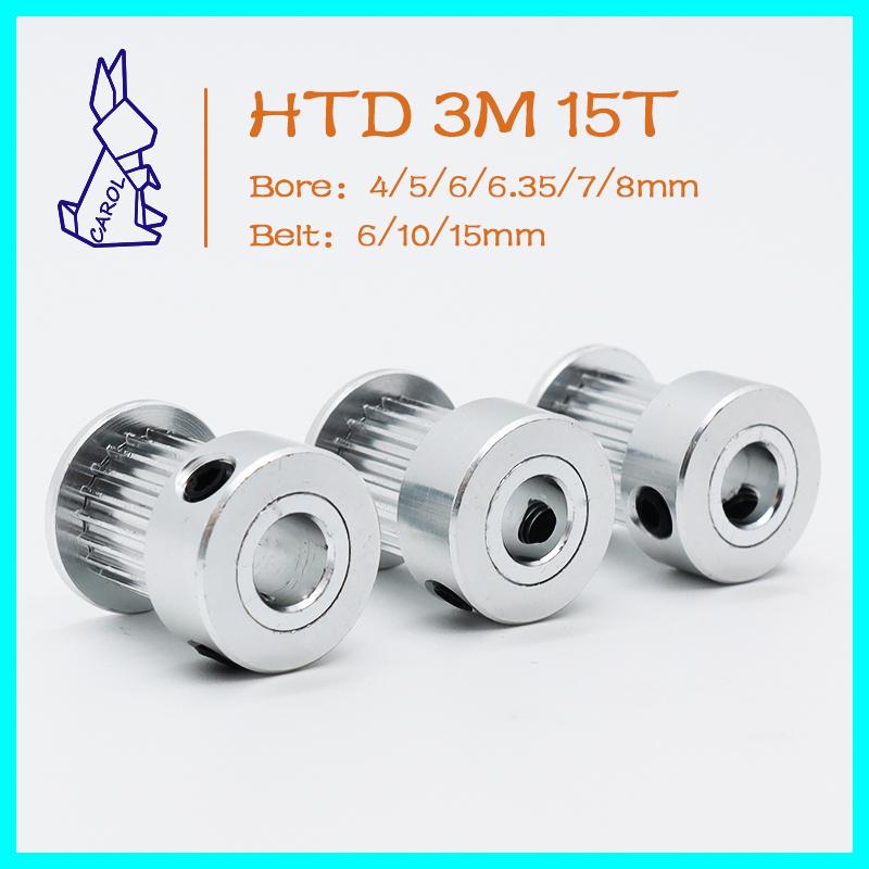 15Teeth HTD 3M Timing Pulley Bore 4/5/6/6.35/7/8mm For Width 6/10/15mm Belt Pulley 3M Gears 15T Timing Belt Synchronizing Pulley 10mm