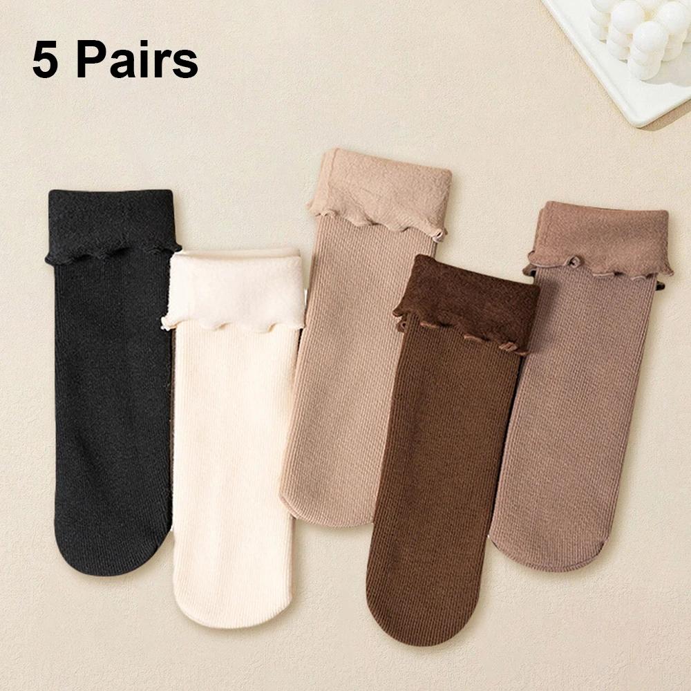 

5/10/20 Pairs Women Winter Thicken Warm Short Socks Thermal Cashmere Wool Nylon Velvet Boot Liner Home Floor Socks 35-41