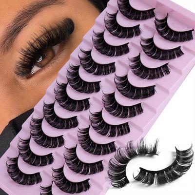 10 Pairs Russian Lashes 3D Mink Eyelashes Reusable Fluffy Russian Strip Lashes Eyelashes Extensions