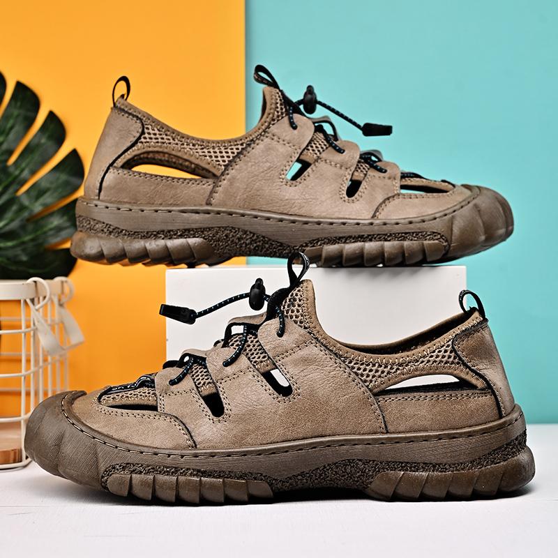 

Летние мужские сандалии из натуральной кожи, мужская повседневная обувь, уличные мужские кожаные сандалии для мужчин, пляжная обувь, римская мужская обувь 46